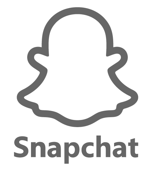 The Snapchat logo, a thick, dark outline of a ghost shape hovering above bold letters spelling "Snapchat," is simple and monochromatic.